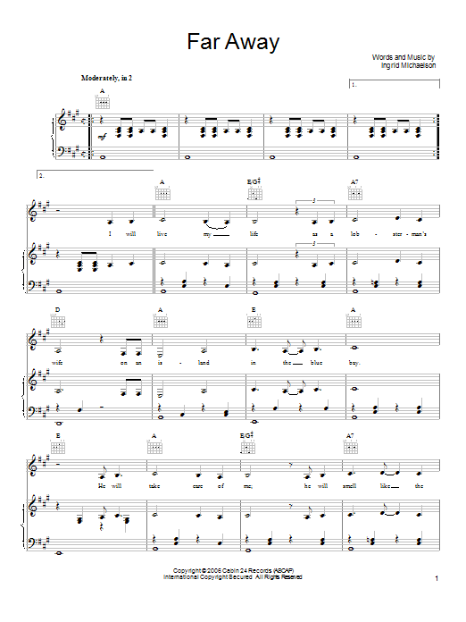 Download Ingrid Michaelson Far Away Sheet Music and learn how to play Ukulele with strumming patterns PDF digital score in minutes