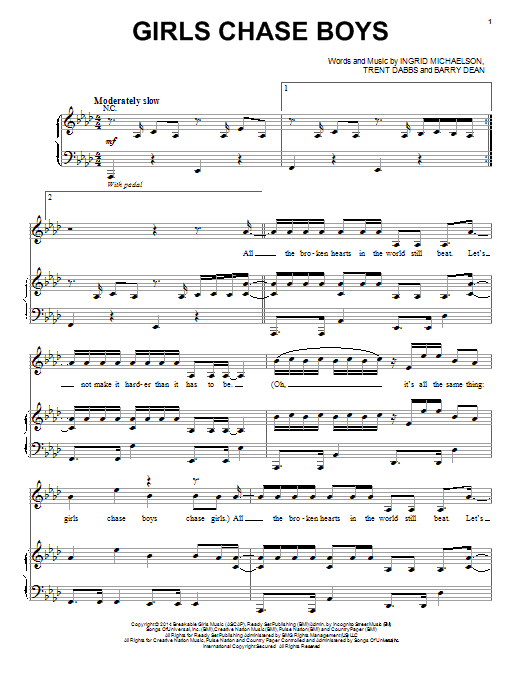 Download Ingrid Michaelson Girls Chase Boys Sheet Music and learn how to play Piano, Vocal & Guitar (Right-Hand Melody) PDF digital score in minutes