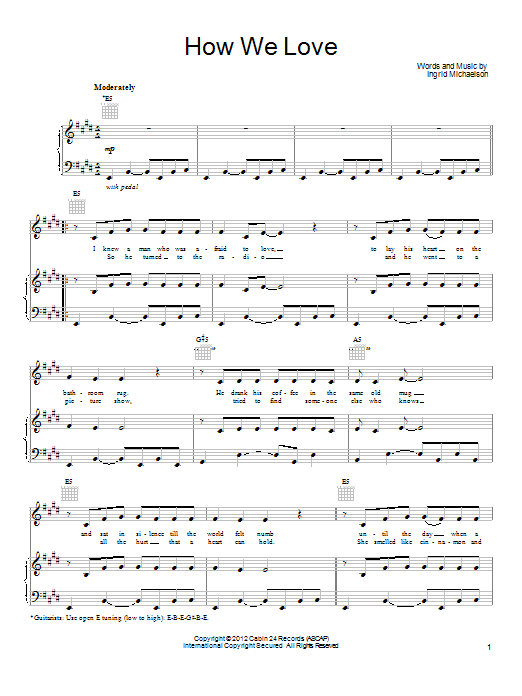 Download Ingrid Michaelson How We Love Sheet Music and learn how to play Piano, Vocal & Guitar (Right-Hand Melody) PDF digital score in minutes