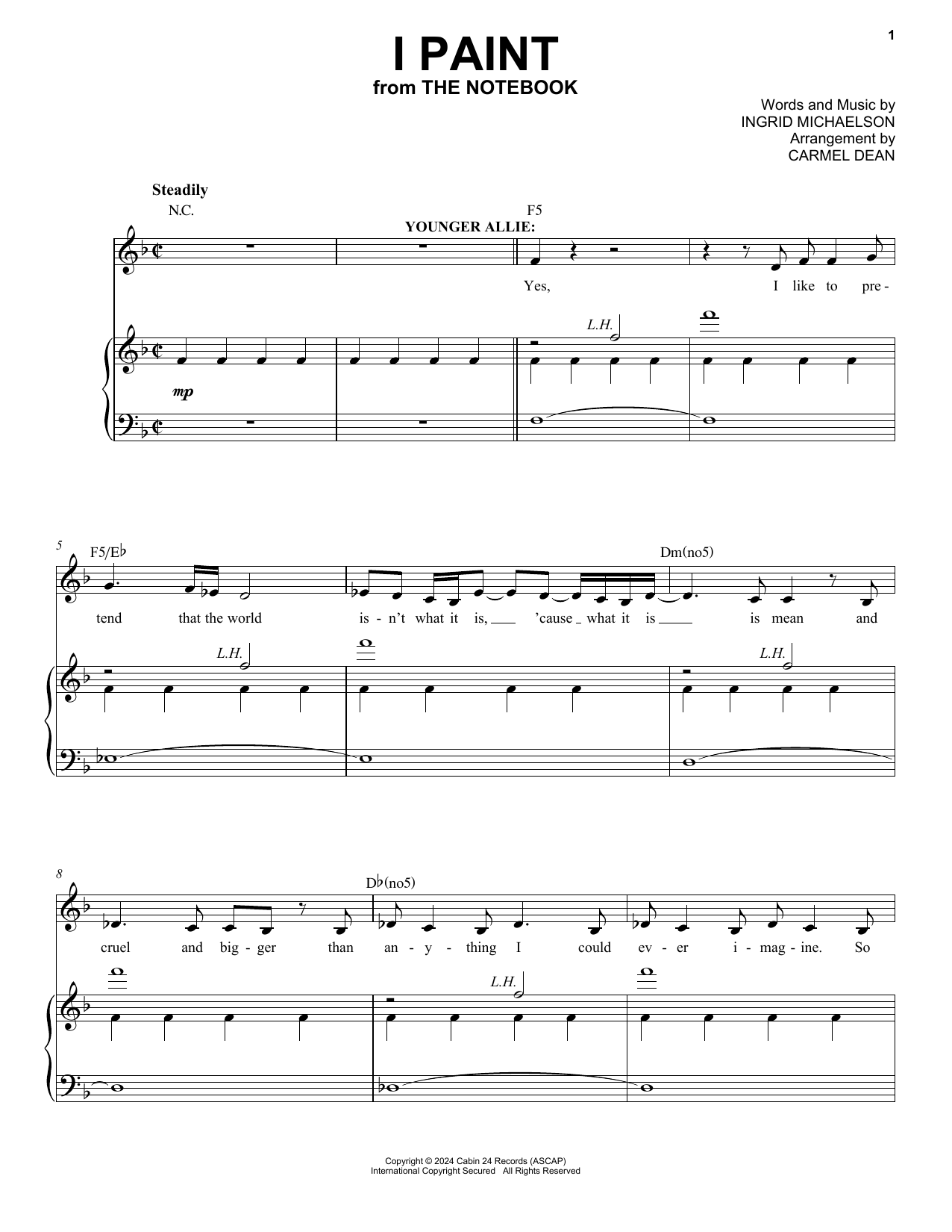 Download Ingrid Michaelson I Paint (from The Notebook) Sheet Music and learn how to play Piano & Vocal PDF digital score in minutes