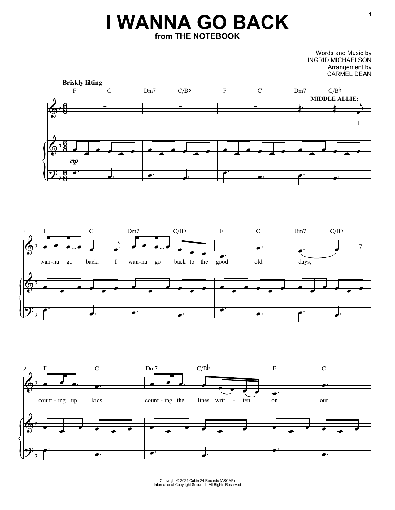 Download Ingrid Michaelson I Wanna Go Back (from The Notebook) Sheet Music and learn how to play Piano & Vocal PDF digital score in minutes