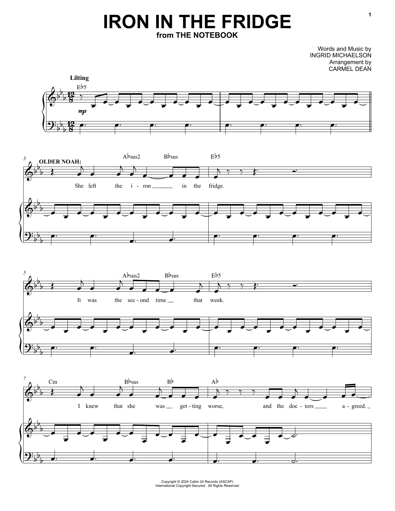 Download Ingrid Michaelson Iron in the Fridge (from The Notebook) Sheet Music and learn how to play Piano & Vocal PDF digital score in minutes