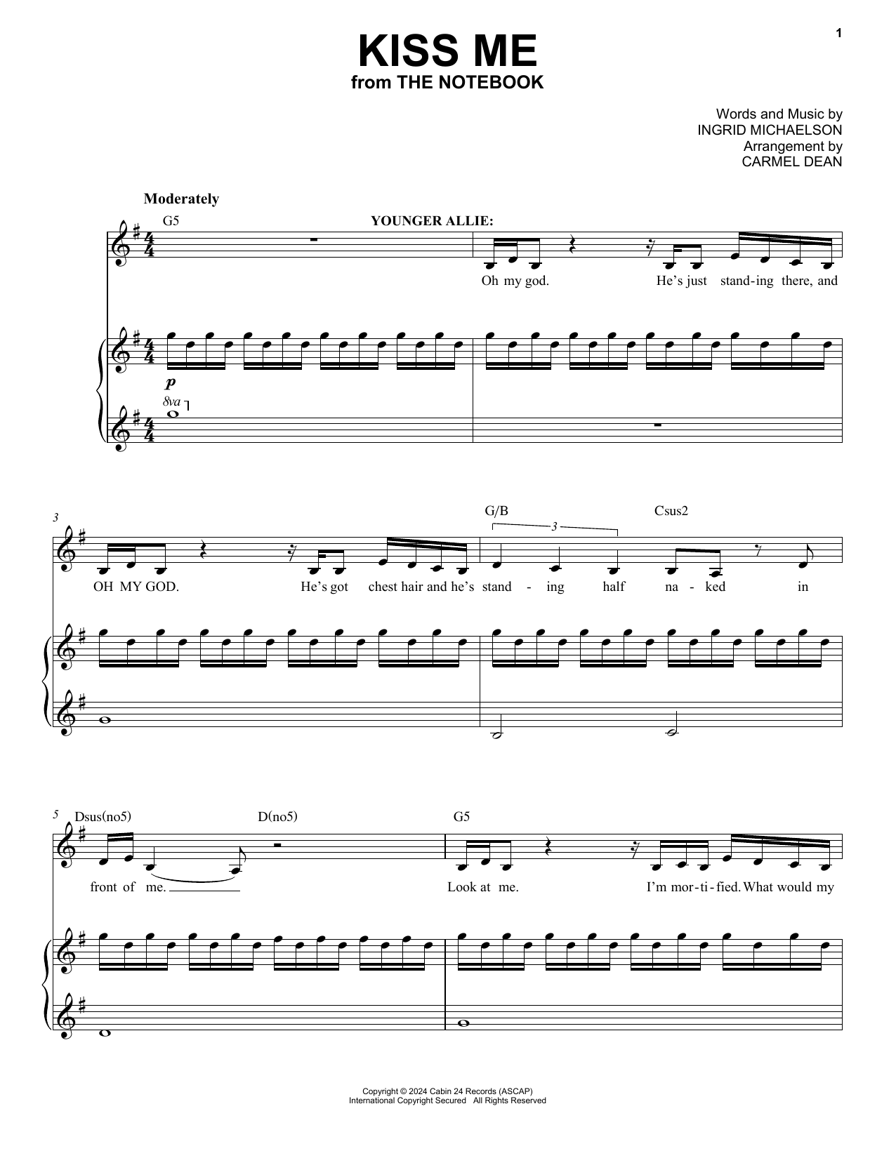 Download Ingrid Michaelson Kiss Me (from The Notebook) Sheet Music and learn how to play Piano & Vocal PDF digital score in minutes