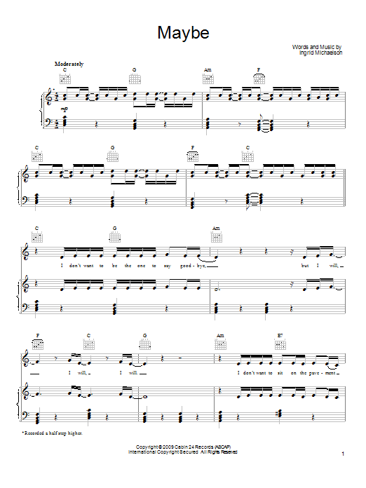 Download Ingrid Michaelson Maybe Sheet Music and learn how to play Ukulele with strumming patterns PDF digital score in minutes