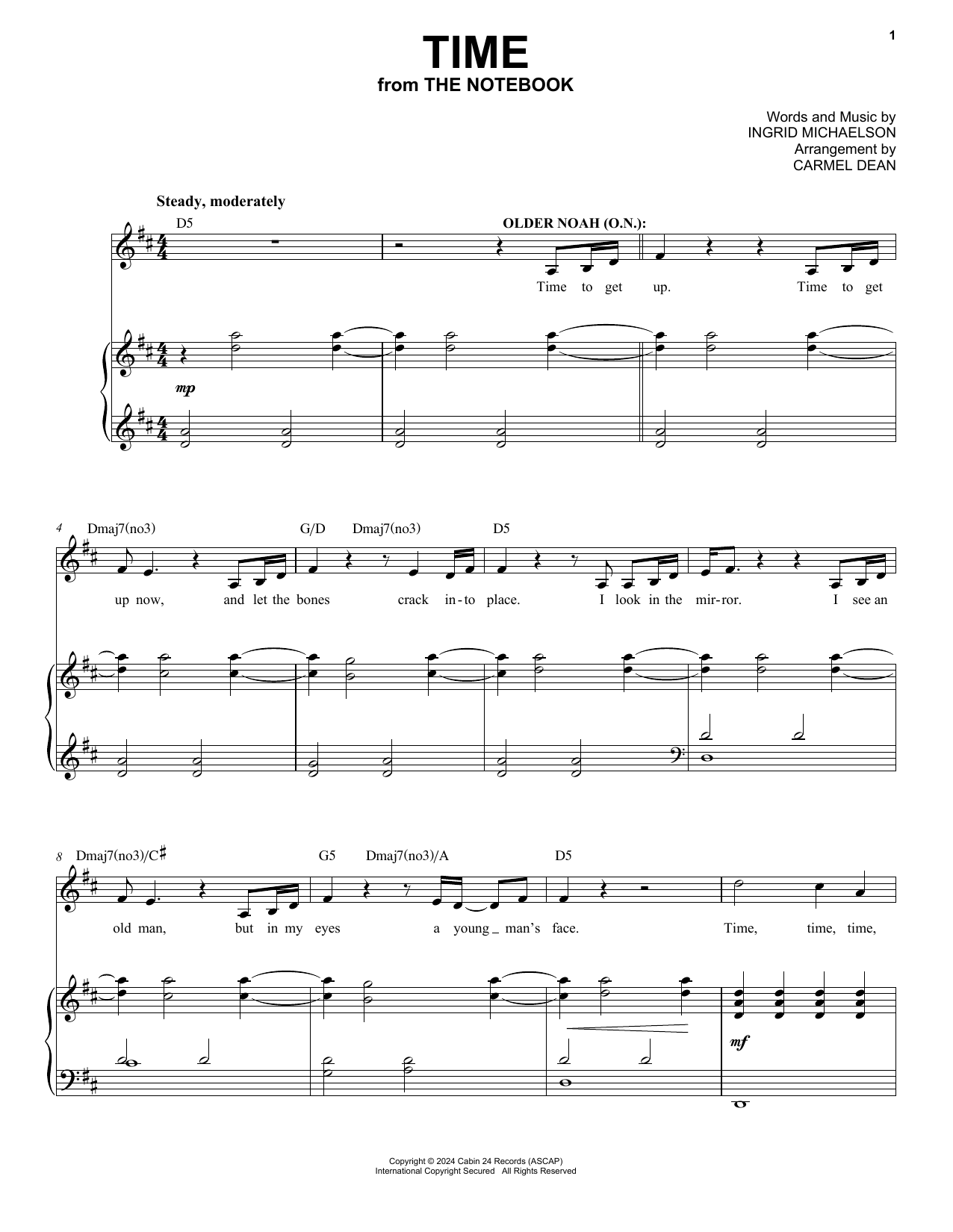 Download Ingrid Michaelson Time (from The Notebook) Sheet Music and learn how to play Piano & Vocal PDF digital score in minutes