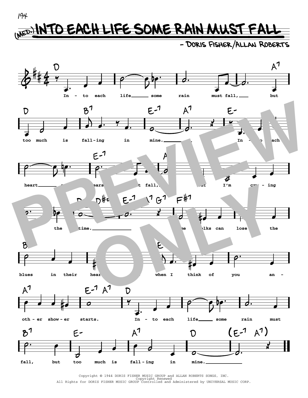 Download Ink Spots & Ella Fitzgerald Into Each Life Some Rain Must Fall (Low Voice) Sheet Music and learn how to play Real Book – Melody, Lyrics & Chords PDF digital score in minutes