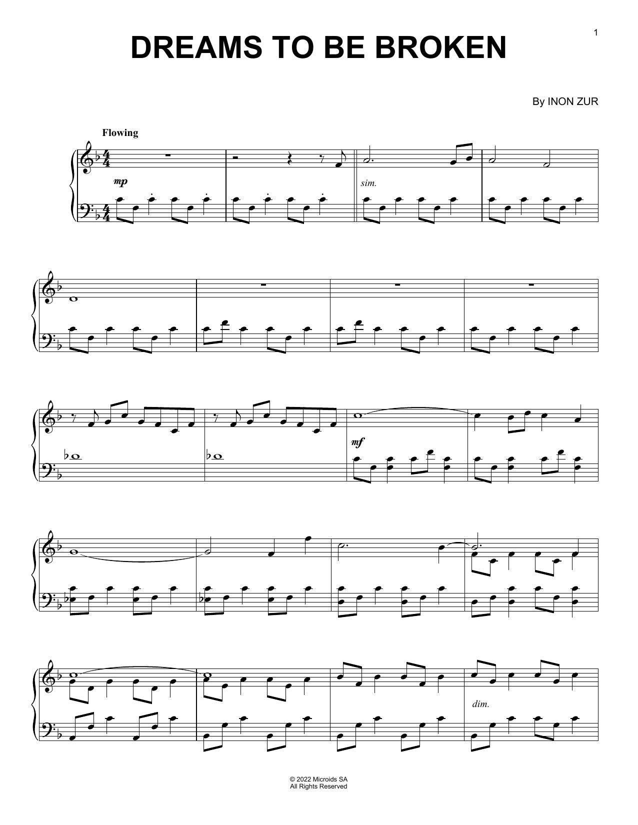 Download Inon Zur Dreams To Be Broken (from Syberia: The World Before) Sheet Music and learn how to play Piano Solo PDF digital score in minutes