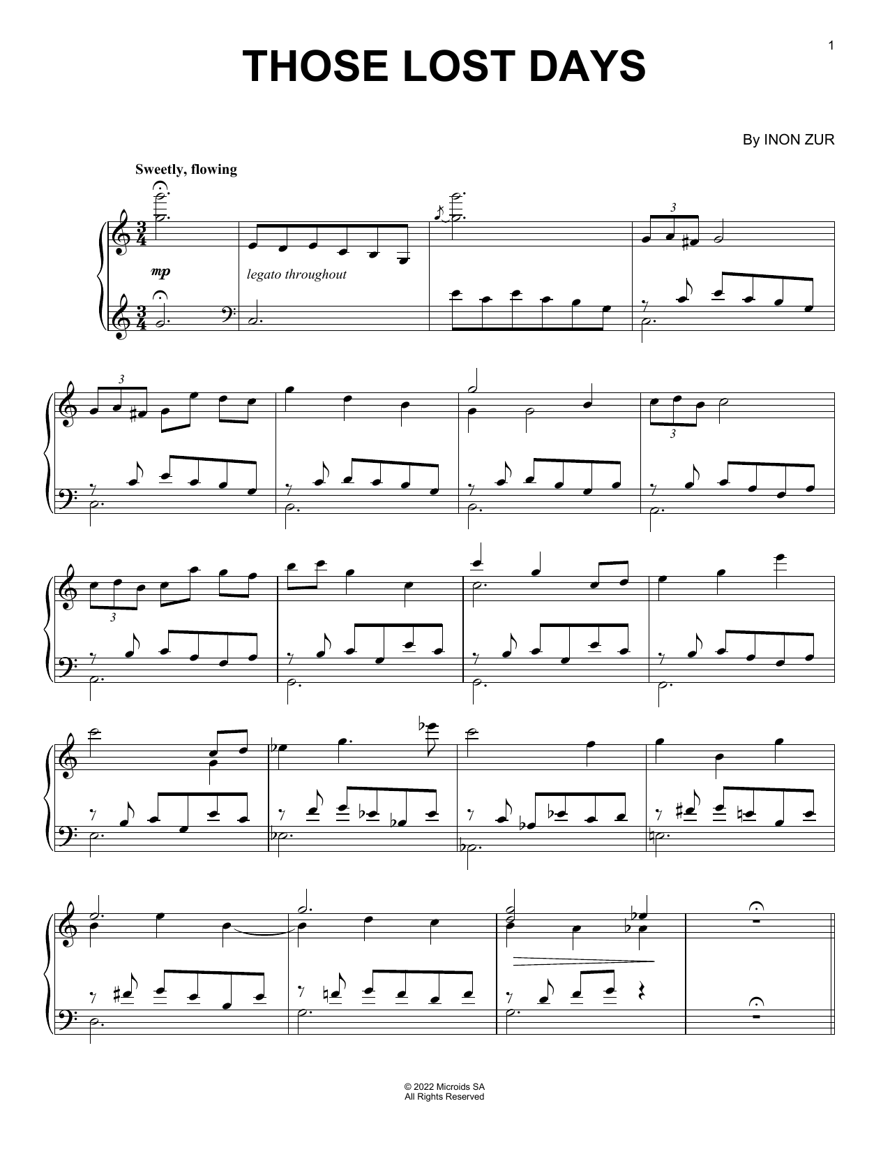 Download Inon Zur Those Lost Days (from Syberia: The World Before) Sheet Music and learn how to play Piano Solo PDF digital score in minutes
