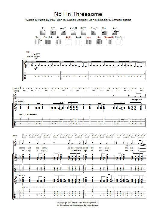 Download Interpol No I In Threesome Sheet Music and learn how to play Guitar Tab PDF digital score in minutes