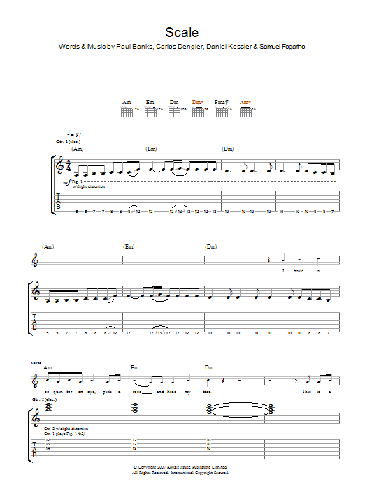 Download Interpol The Scale Sheet Music and learn how to play Guitar Tab PDF digital score in minutes