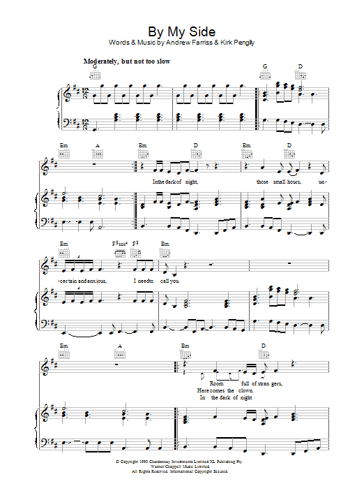 Download INXS By My Side Sheet Music and learn how to play Piano, Vocal & Guitar (Right-Hand Melody) PDF digital score in minutes