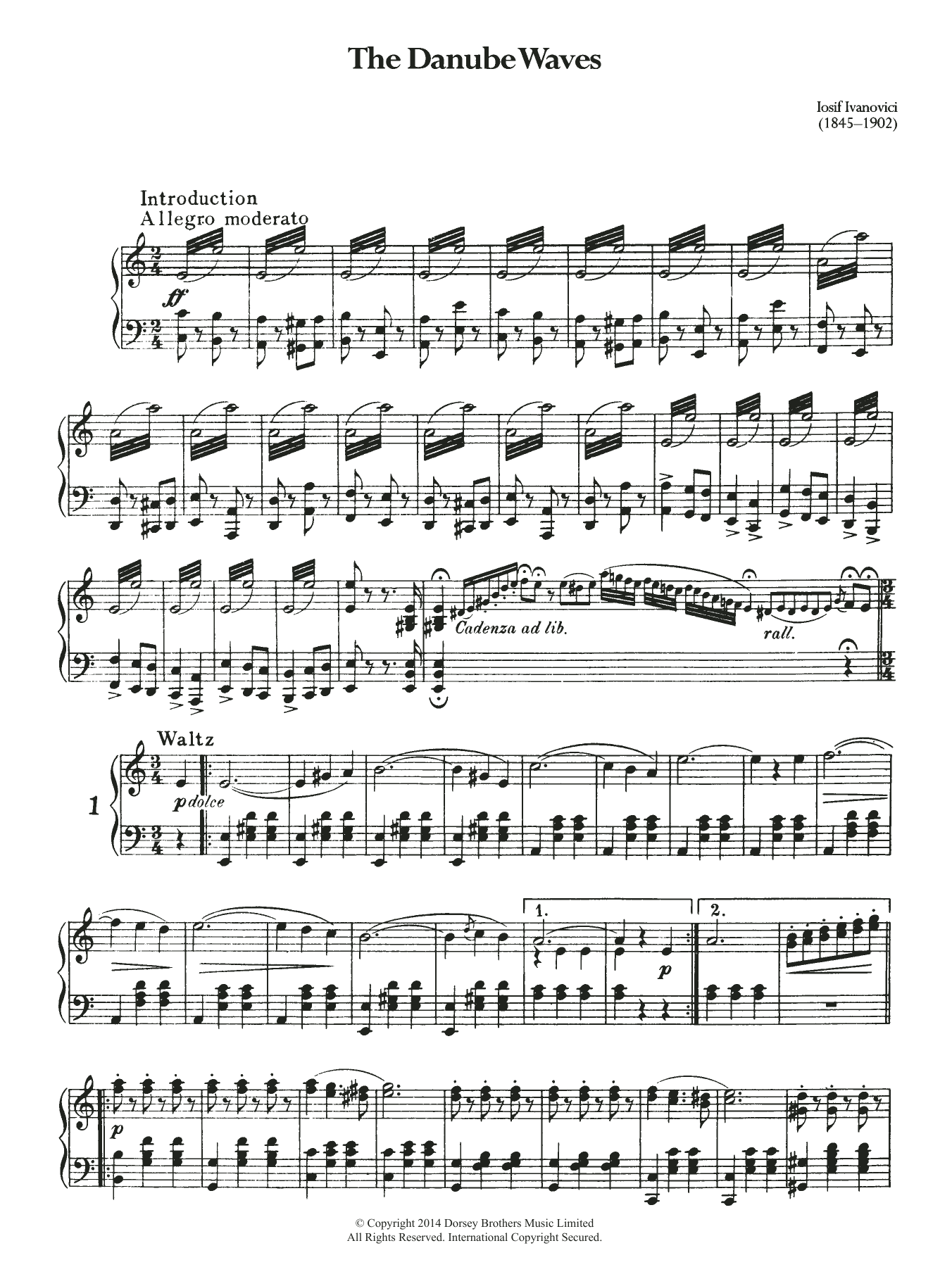 Download Iosif Ivanovici Danube Waves Sheet Music and learn how to play Piano PDF digital score in minutes
