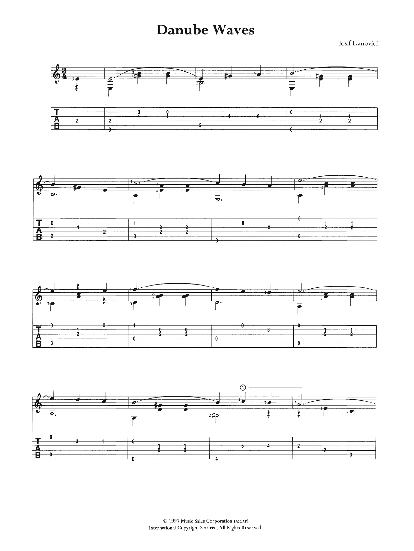 Download Iosif Ivanovici Danube Waves Sheet Music and learn how to play Guitar Tab PDF digital score in minutes