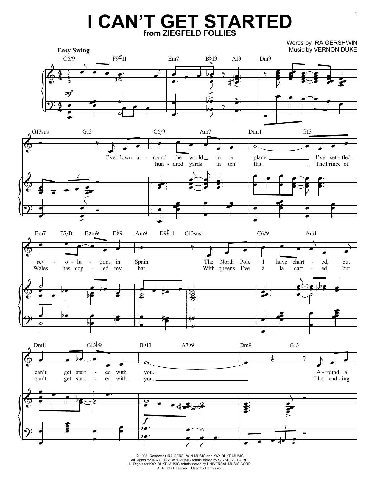 Download Ira Gershwin and Vernon Duke I Can't Get Started [Jazz version] (arr. Brent Edstrom) Sheet Music and learn how to play Piano & Vocal PDF digital score in minutes