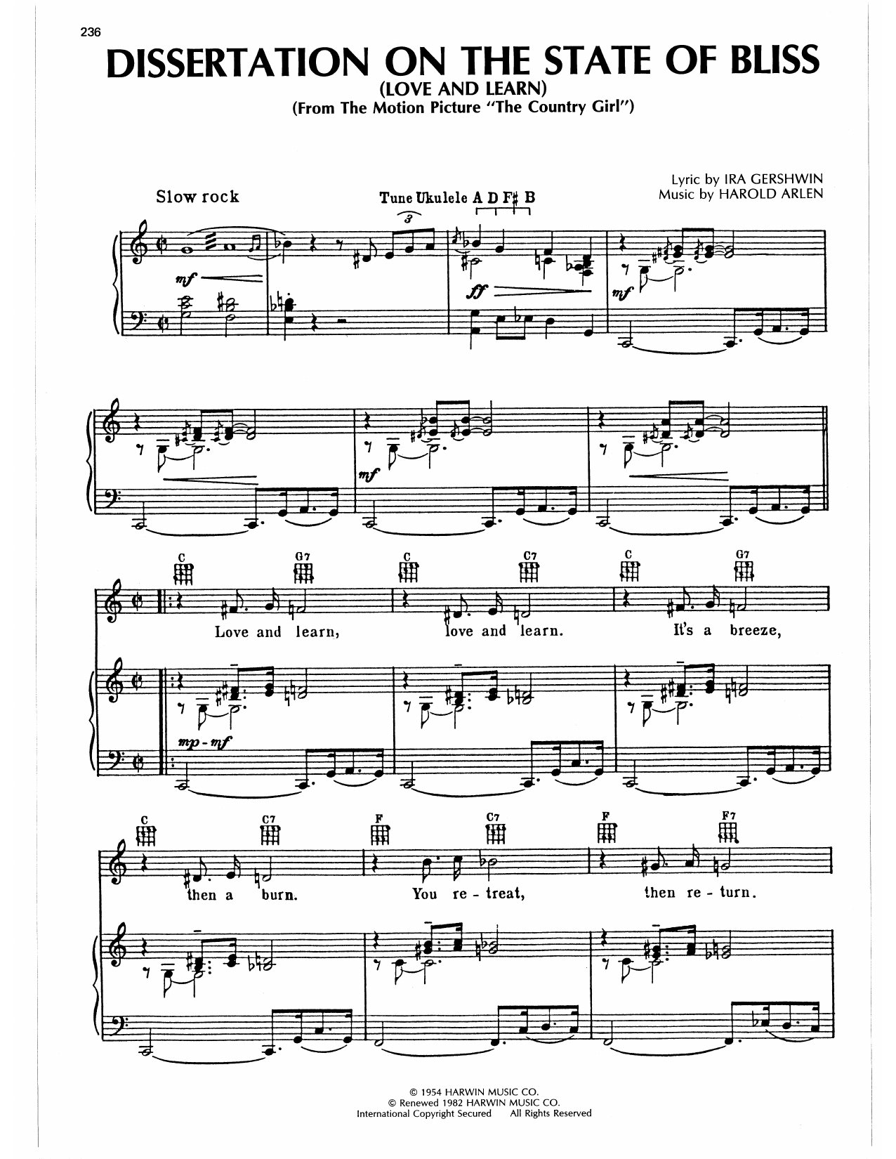 Download Ira Gershwin Dissertation On The State Of Bliss (Love And Learn) Sheet Music and learn how to play Piano, Vocal & Guitar Chords (Right-Hand Melody) PDF digital score in minutes