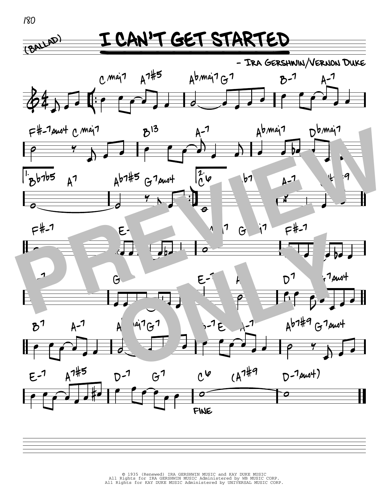 Download Ira Gershwin I Can't Get Started [Reharmonized version] (from Ziegfeld Follies) (arr. Jack Gr Sheet Music and learn how to play Real Book – Melody & Chords PDF digital score in minutes