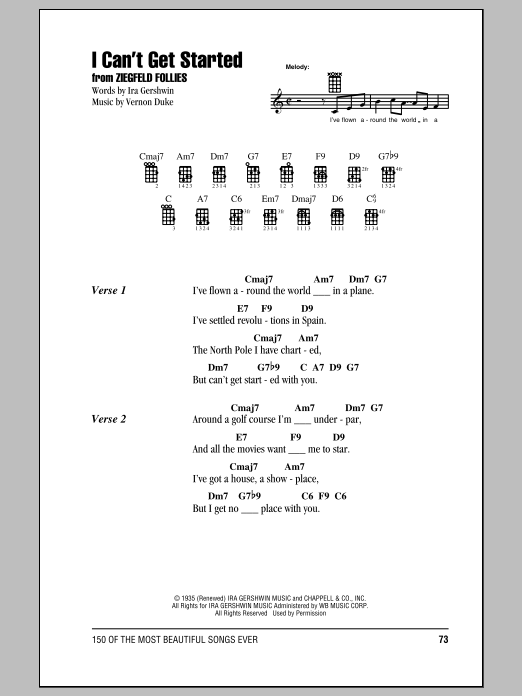 Download Ira Gershwin I Can't Get Started Sheet Music and learn how to play Real Book – Melody & Chords PDF digital score in minutes