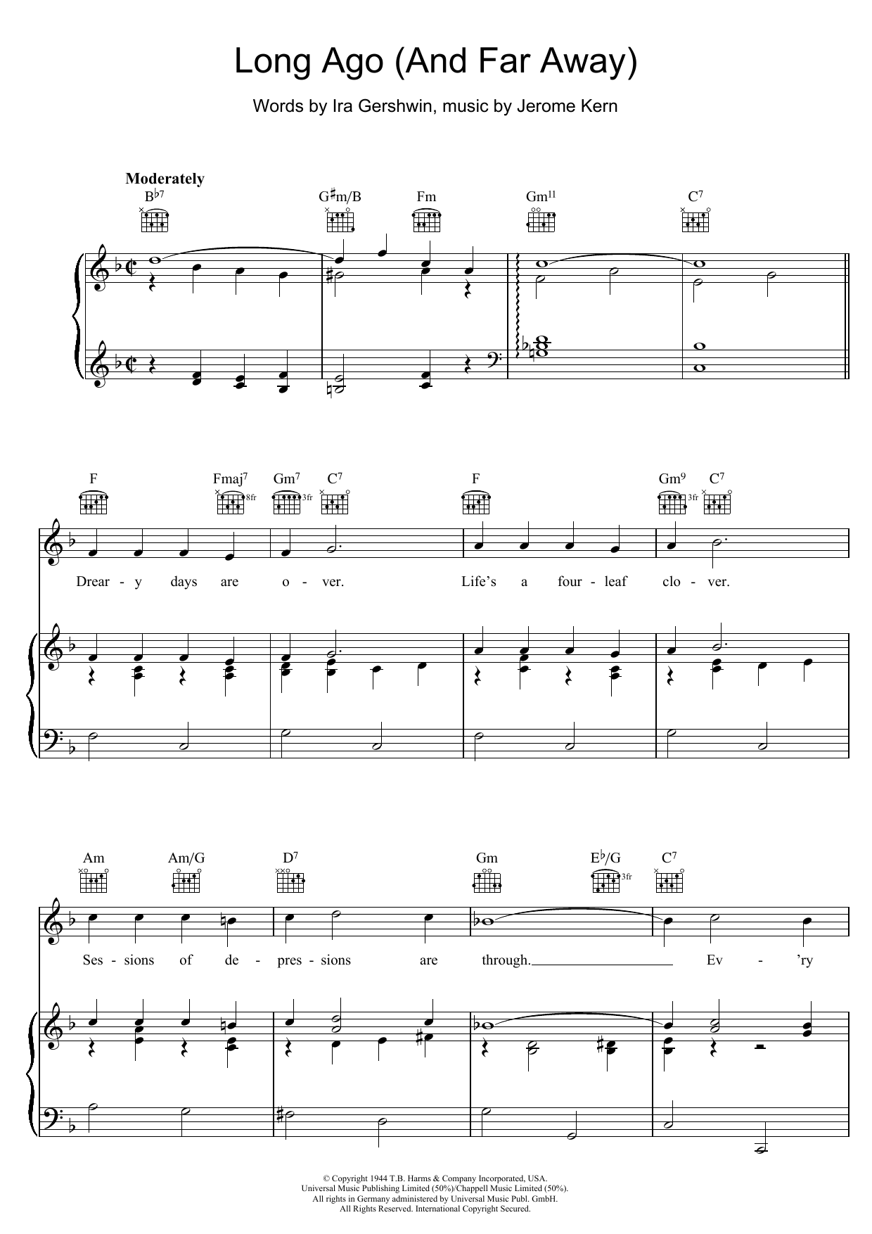 Download Ira Gershwin Long Ago (And Far Away) Sheet Music and learn how to play Ukulele Chords/Lyrics PDF digital score in minutes