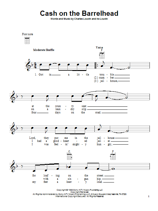 Download Ira Louvin Cash On The Barrelhead Sheet Music and learn how to play Lyrics & Chords PDF digital score in minutes
