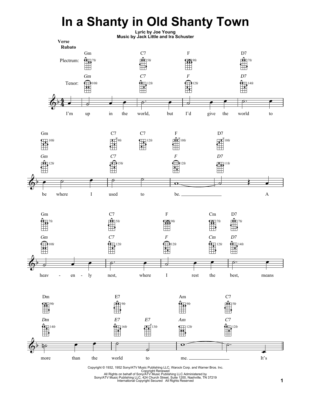 Download Doris Day In A Shanty In Old Shanty Town Sheet Music and learn how to play Banjo PDF digital score in minutes