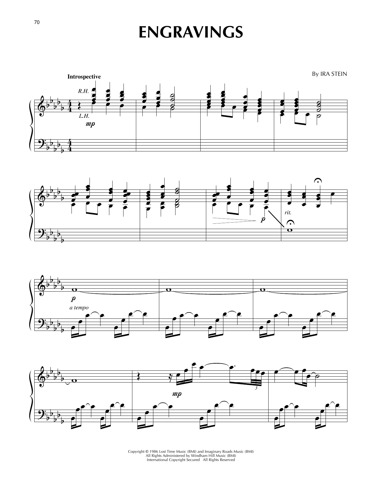Download Ira Stein and Russel Walder Engravings Sheet Music and learn how to play Piano Solo PDF digital score in minutes