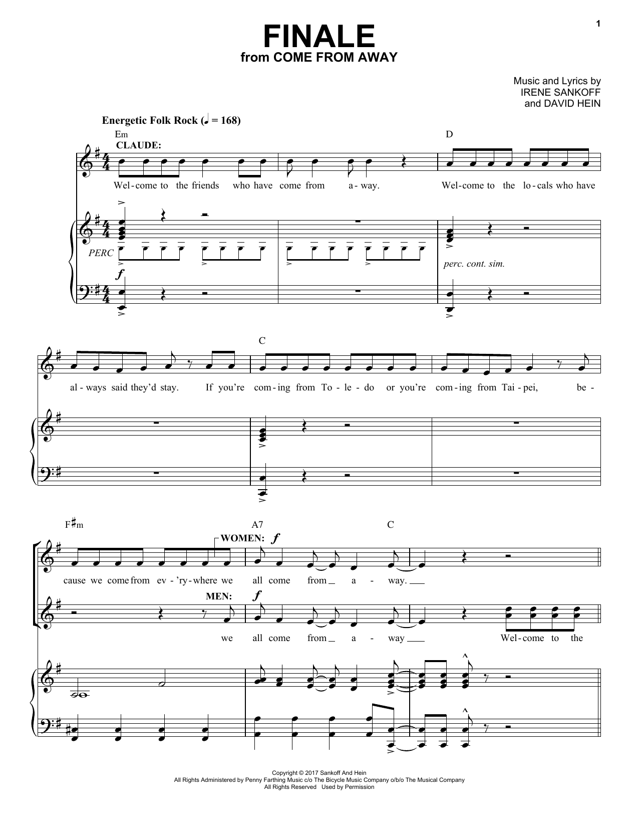 Download Irene Sankoff & David Hein Finale Sheet Music and learn how to play Piano & Vocal PDF digital score in minutes