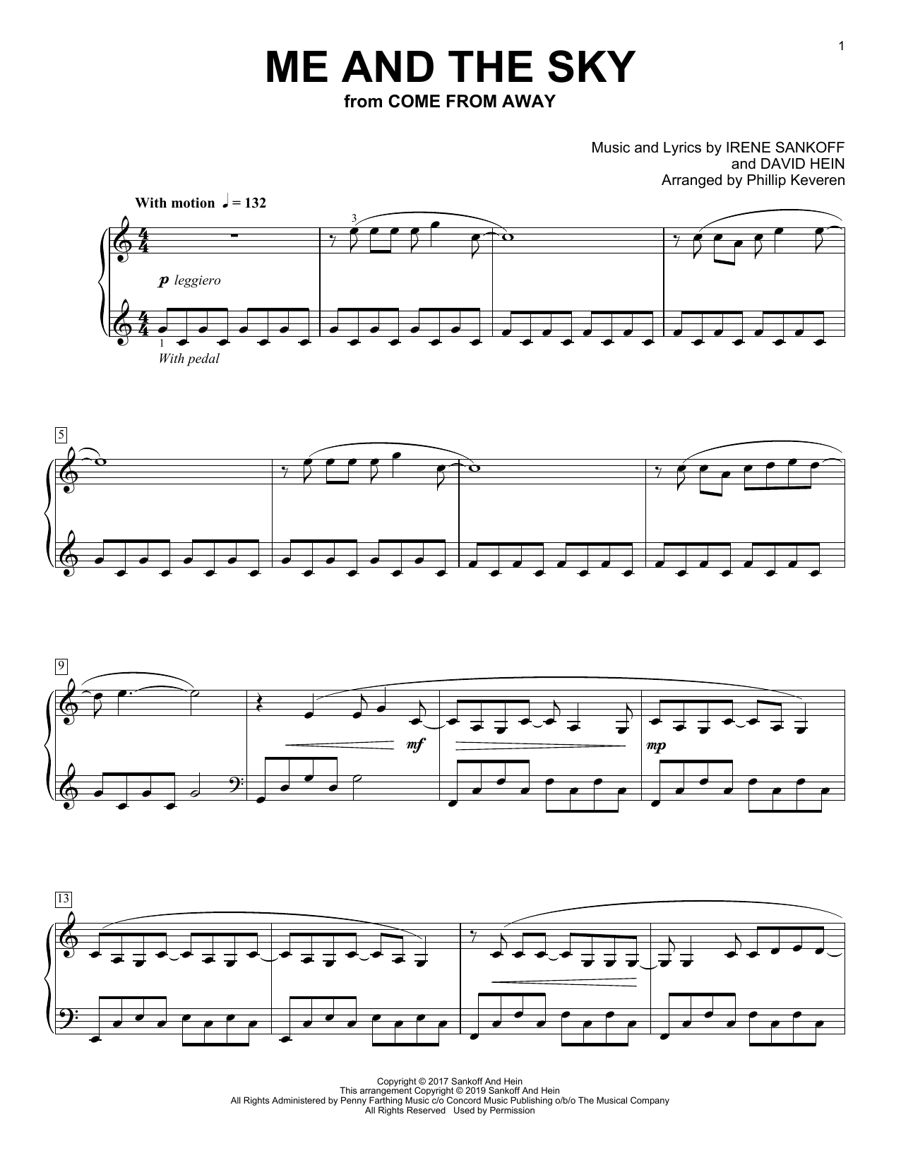 Download Irene Sankoff & David Hein Me And The Sky [Classical version] (from Come From Away) (arr. Phillip Keveren) Sheet Music and learn how to play Piano Solo PDF digital score in minutes