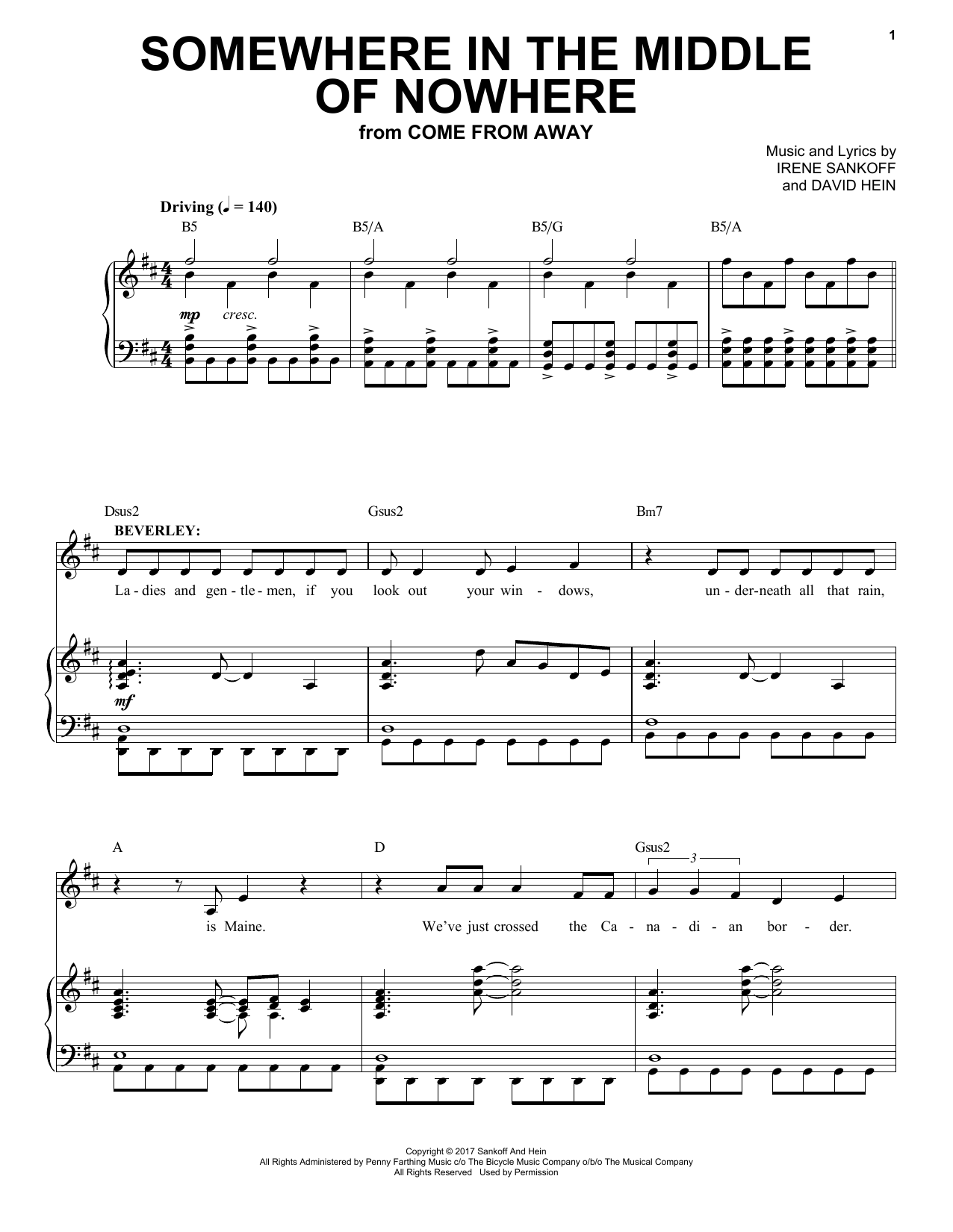 Download Irene Sankoff & David Hein Somewhere In The Middle Of Nowhere (38 Planes Reprise) Sheet Music and learn how to play Piano & Vocal PDF digital score in minutes