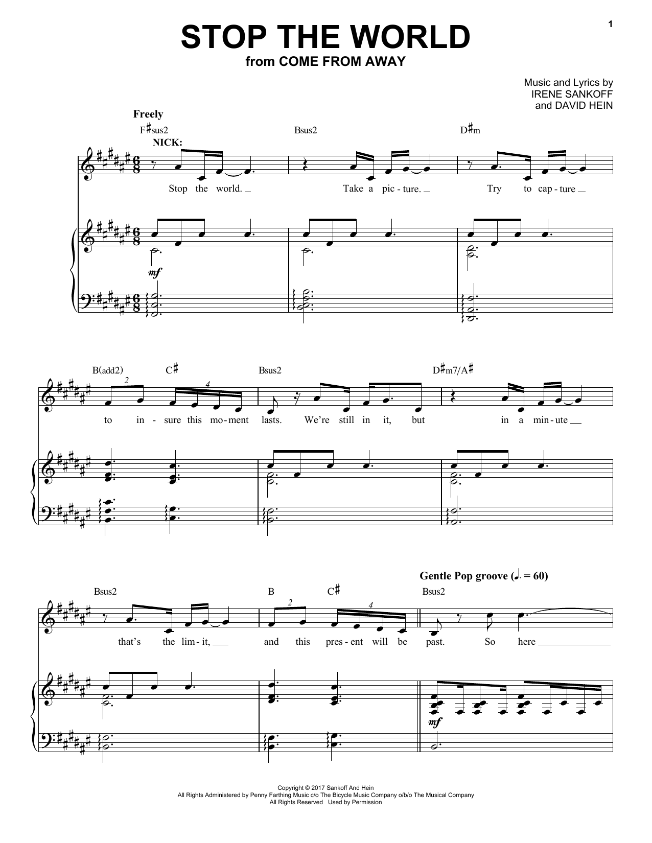 Download Irene Sankoff & David Hein Stop The World Sheet Music and learn how to play Piano & Vocal PDF digital score in minutes