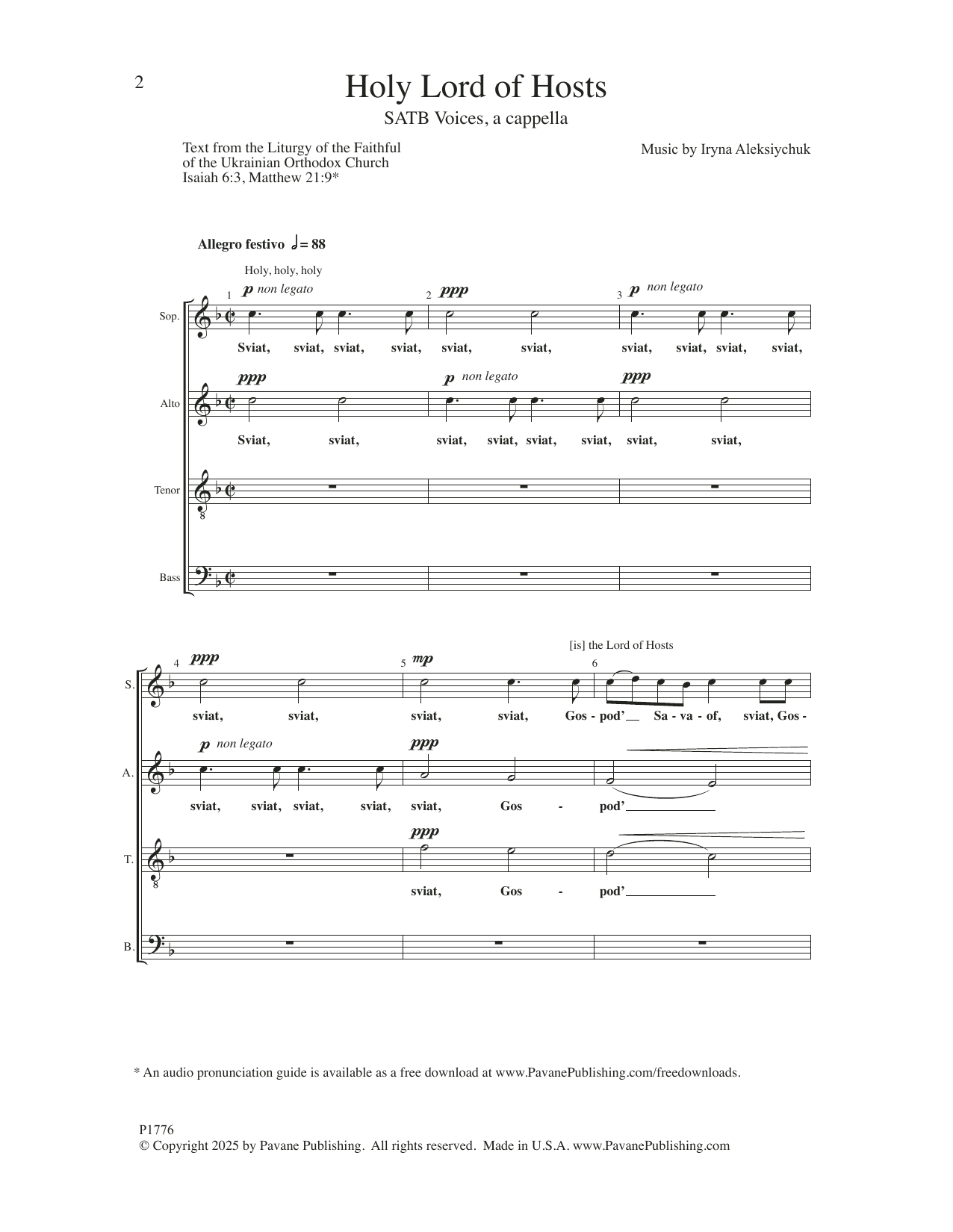 Download Irina Aleksiychuk Holy Lord Of Hosts Sheet Music and learn how to play SATB Choir PDF digital score in minutes