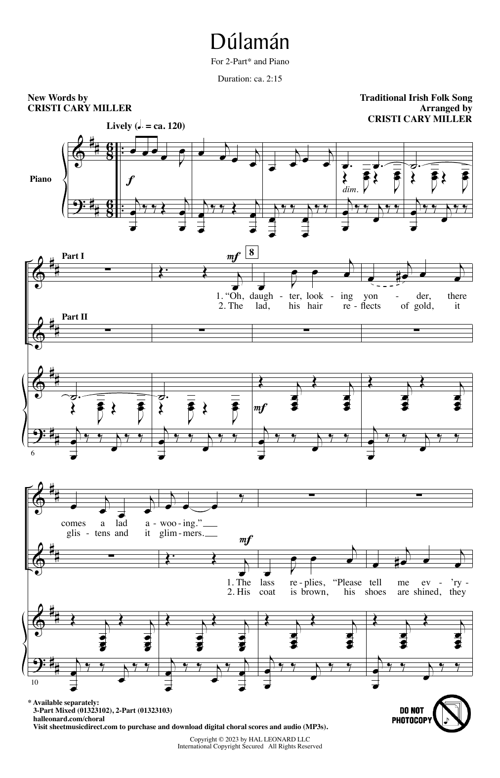 Download Irish Folk Song Dúlamán (arr. Cristi Cary Miller) Sheet Music and learn how to play 3-Part Mixed Choir PDF digital score in minutes