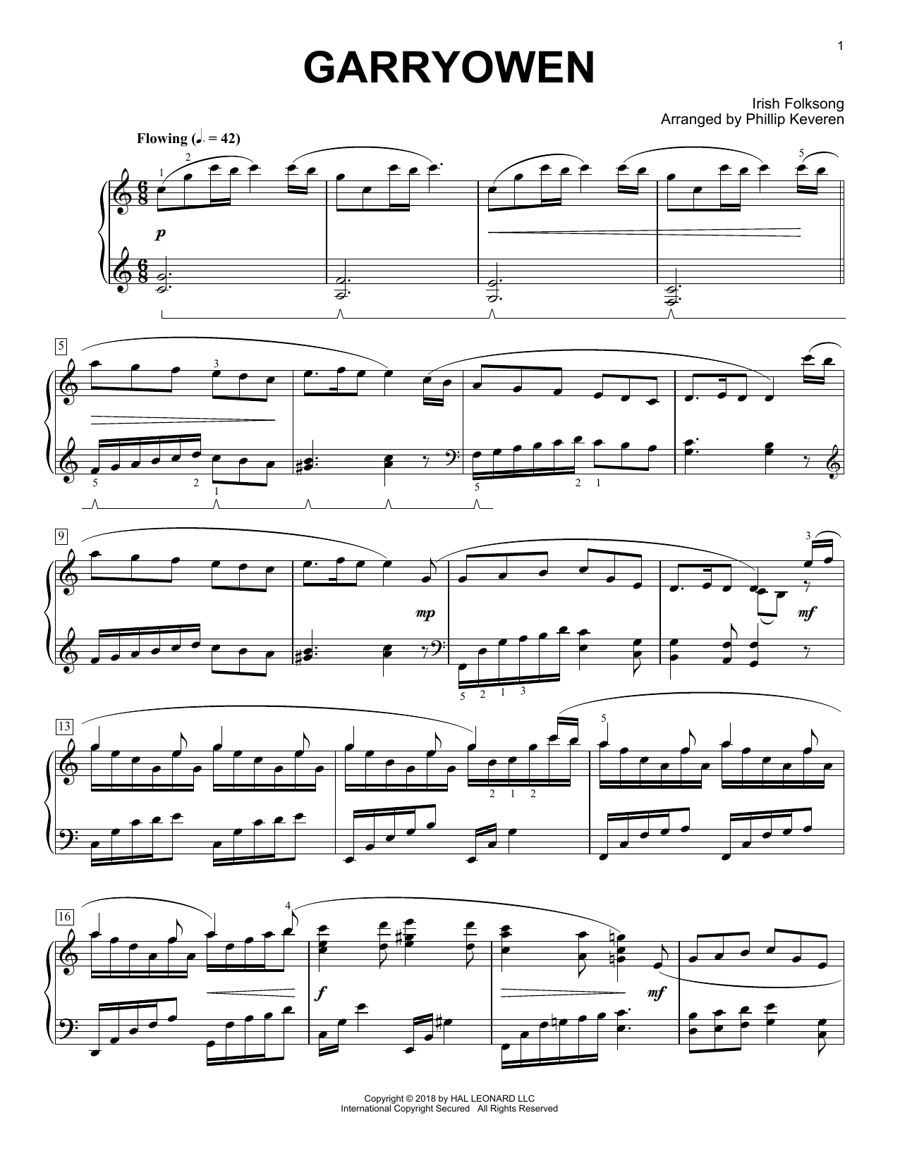 Download Irish Folksong Garryowen [Classical version] (arr. Phillip Keveren) Sheet Music and learn how to play Piano Solo PDF digital score in minutes