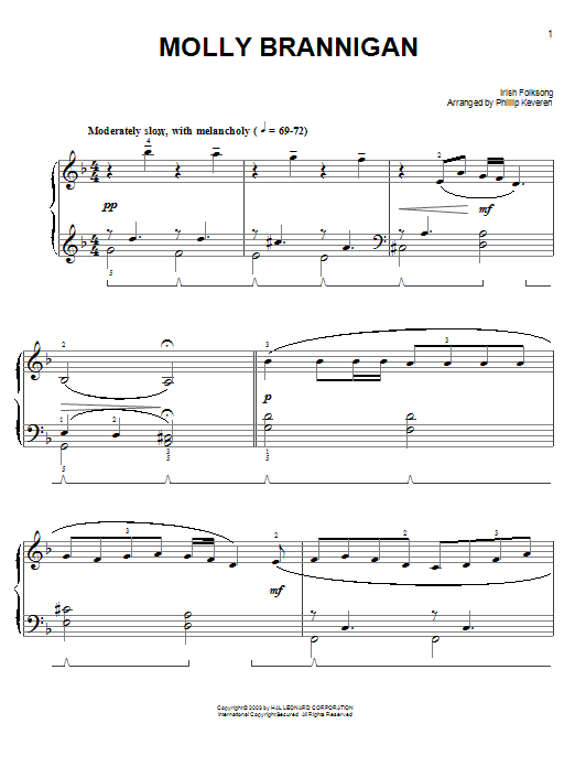 Download Irish Folksong Molly Brannigan (arr. Phillip Keveren) Sheet Music and learn how to play Piano Solo PDF digital score in minutes