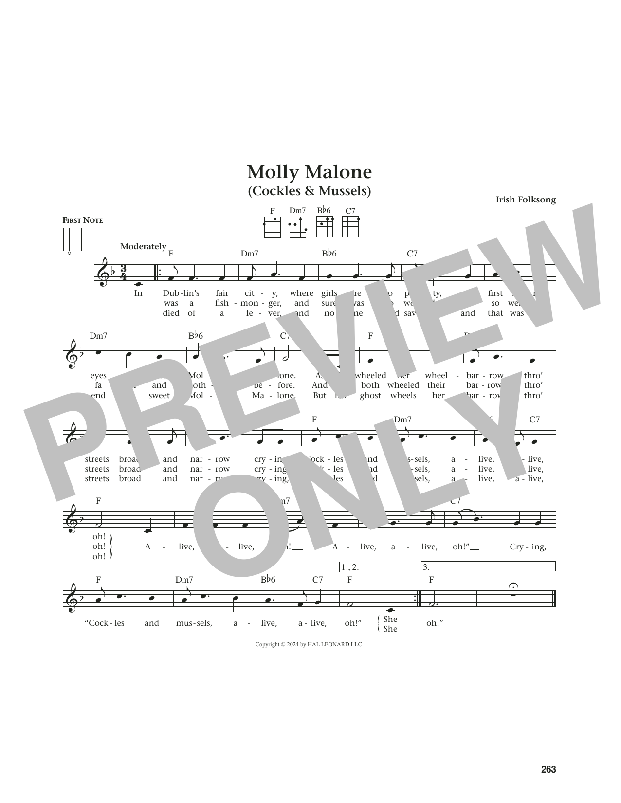 Download Irish Folksong Molly Malone (Cockles & Mussels) (from The Daily Ukulele) (arr. Jim Beloff) Sheet Music and learn how to play Ukulele PDF digital score in minutes