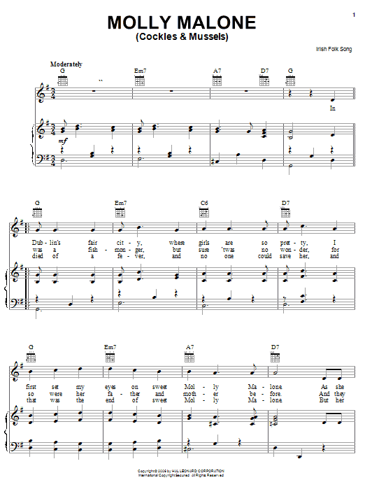 Download Irish Folksong Molly Malone (Cockles & Mussels) Sheet Music and learn how to play Ukulele PDF digital score in minutes