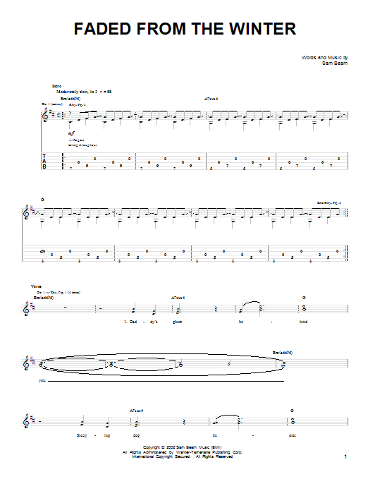 Download Iron & Wine Faded From The Winter Sheet Music and learn how to play Easy Guitar PDF digital score in minutes