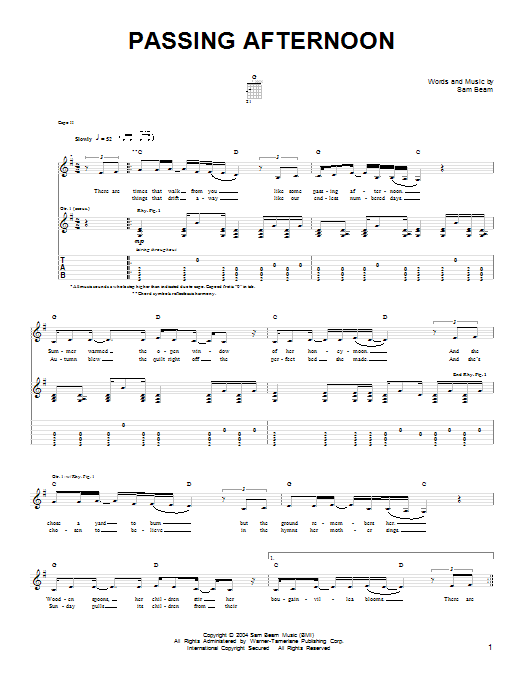 Download Iron & Wine Passing Afternoon Sheet Music and learn how to play Easy Guitar PDF digital score in minutes