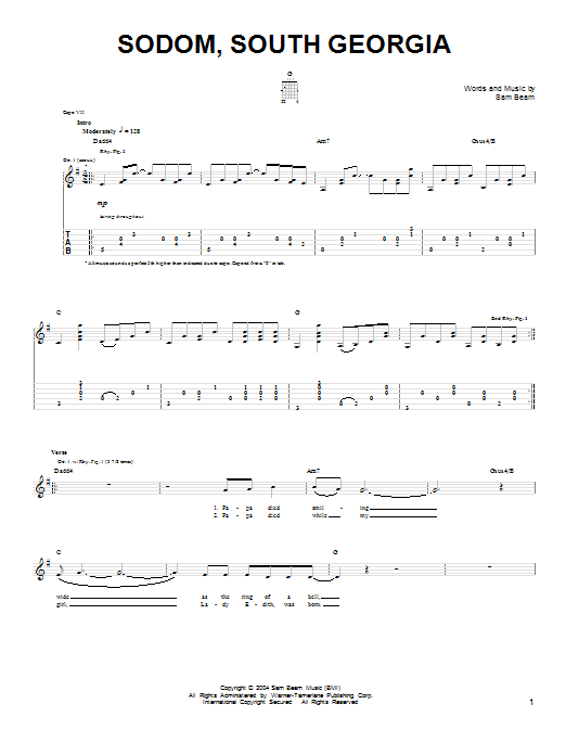 Download Iron & Wine Sodom, South Georgia Sheet Music and learn how to play Easy Guitar PDF digital score in minutes