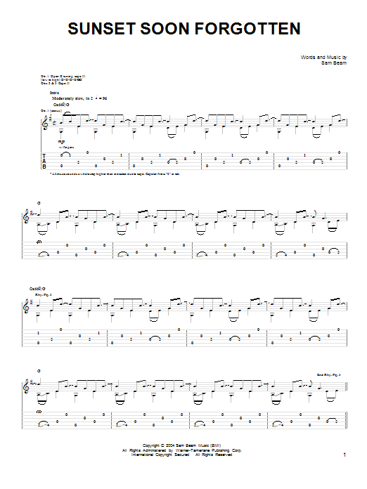 Download Iron & Wine Sunset Soon Forgotten Sheet Music and learn how to play Easy Guitar PDF digital score in minutes