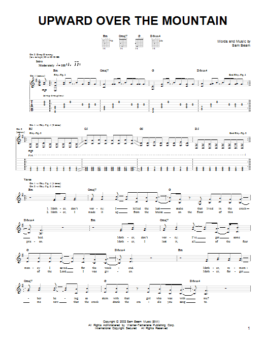 Download Iron & Wine Upward Over The Mountain Sheet Music and learn how to play Easy Guitar PDF digital score in minutes