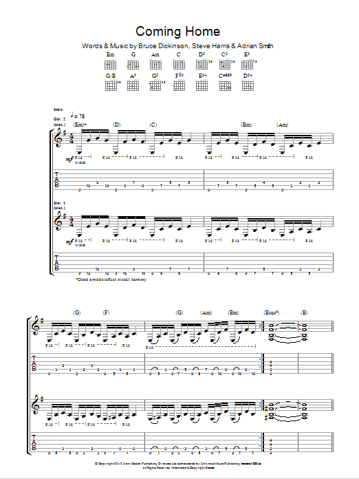 Download Iron Maiden Coming Home Sheet Music and learn how to play Guitar Tab PDF digital score in minutes