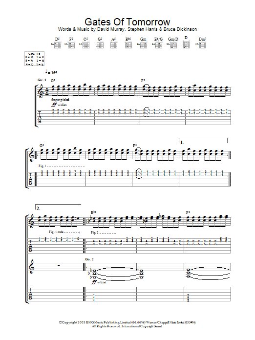 Download Iron Maiden Gates Of Tomorrow Sheet Music and learn how to play Guitar Tab PDF digital score in minutes