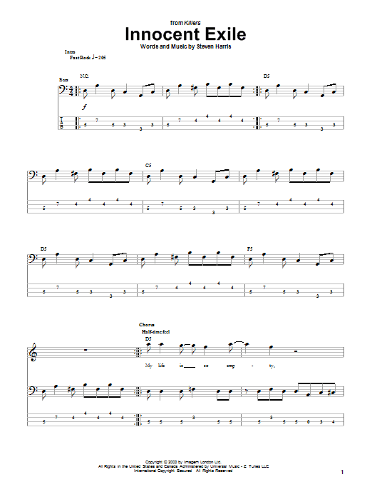 Download Iron Maiden Innocent Exile Sheet Music and learn how to play Bass Guitar Tab PDF digital score in minutes