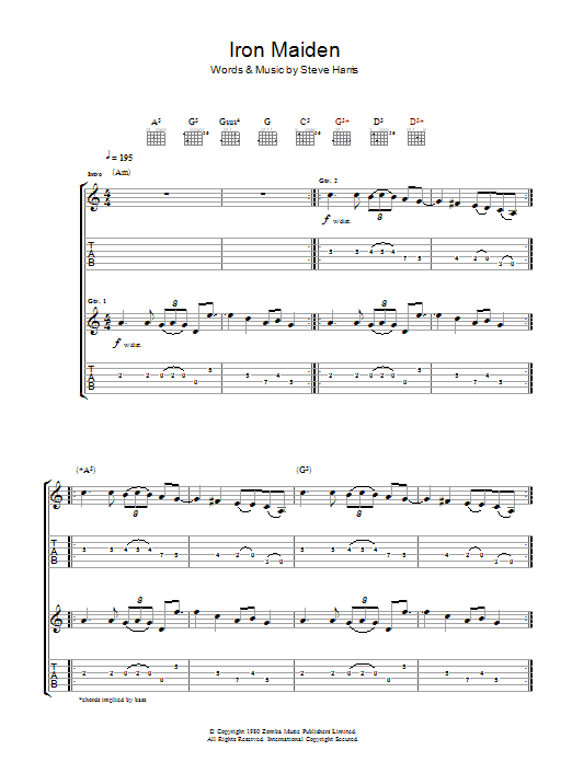 Download Iron Maiden Iron Maiden Sheet Music and learn how to play Bass Guitar Tab PDF digital score in minutes