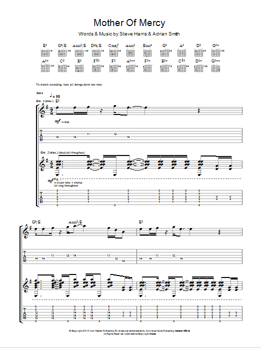 Download Iron Maiden Mother Of Mercy Sheet Music and learn how to play Guitar Tab PDF digital score in minutes