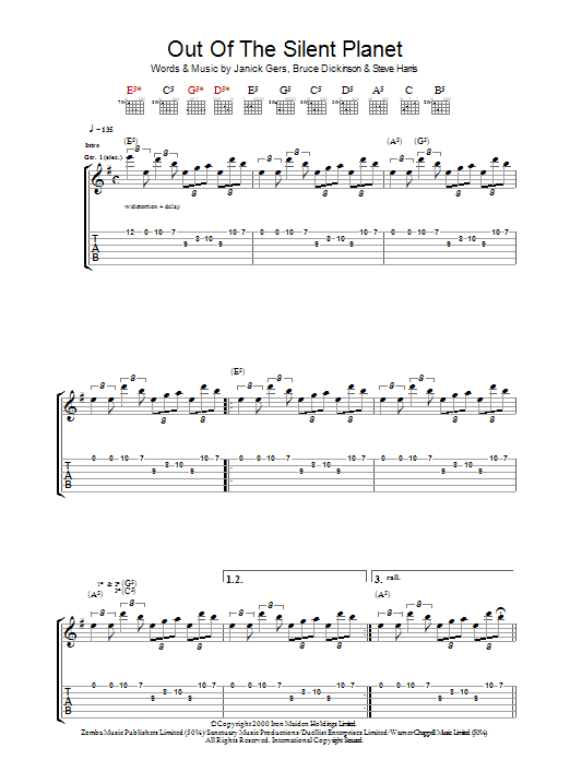 Download Iron Maiden Out Of The Silent Planet Sheet Music and learn how to play Guitar Tab PDF digital score in minutes
