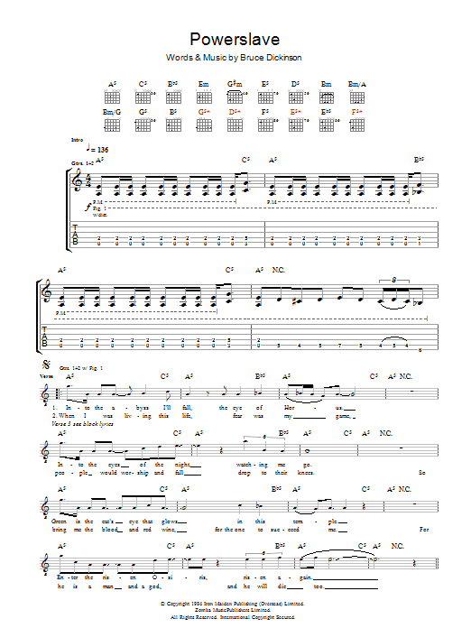 Download Iron Maiden Powerslave Sheet Music and learn how to play Guitar Tab PDF digital score in minutes