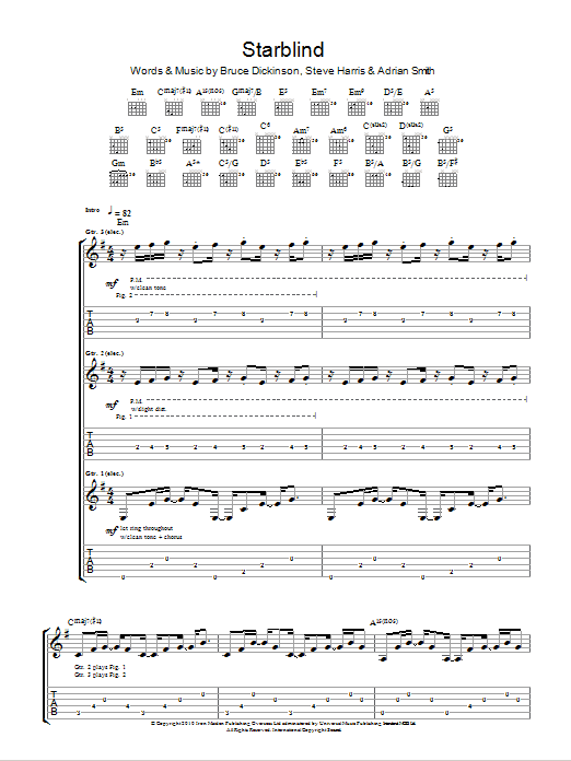Download Iron Maiden Starblind Sheet Music and learn how to play Guitar Tab PDF digital score in minutes