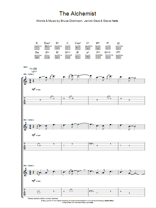 Download Iron Maiden The Alchemist Sheet Music and learn how to play Guitar Tab PDF digital score in minutes