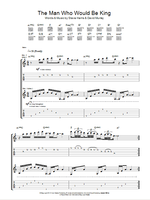 Download Iron Maiden The Man Who Would Be King Sheet Music and learn how to play Guitar Tab PDF digital score in minutes
